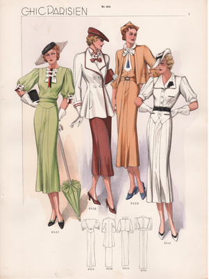 Chic Paris fashion prints from 1936